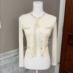 J. Crew Cream Embellished cardigan